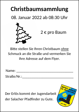 Flyer für die Christbaumsammlung
