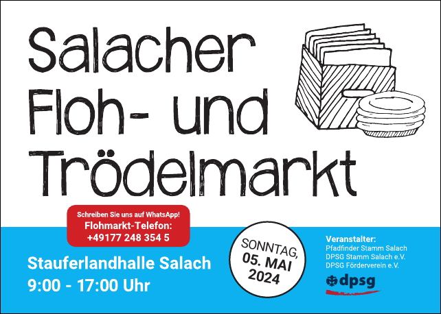 Salacher Floh- und Trödelmarkt: Stauferlandhalle Salach, Sonntag, 5. Mai 2024, 9:00-17:00 Uhr