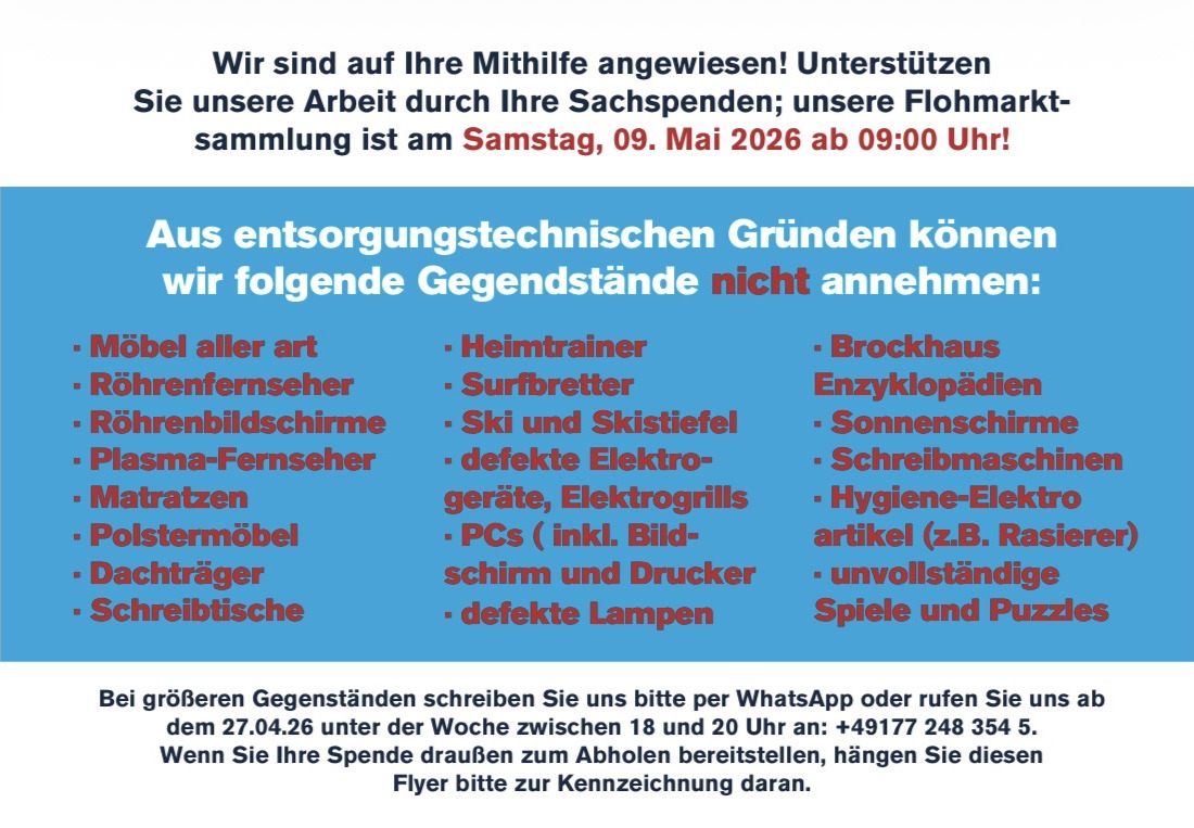 Salacher Floh- und Trödelmarkt: Stauferlandhalle Salach, Sonntag, 10. Mai 2026, 9:00-17:00 Uhr